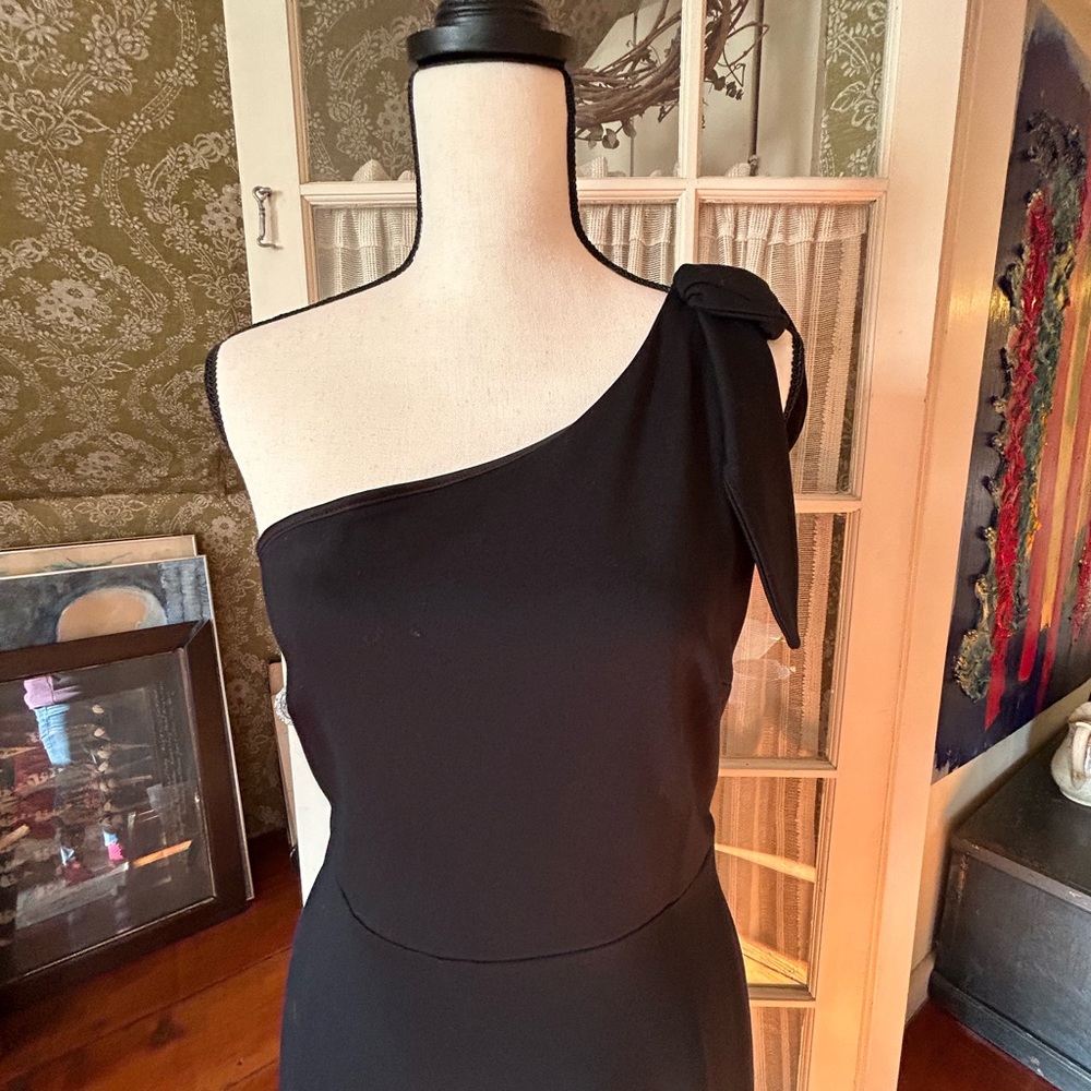 LBD with one-shoulder drama. Wedding/cocktail/date ready!